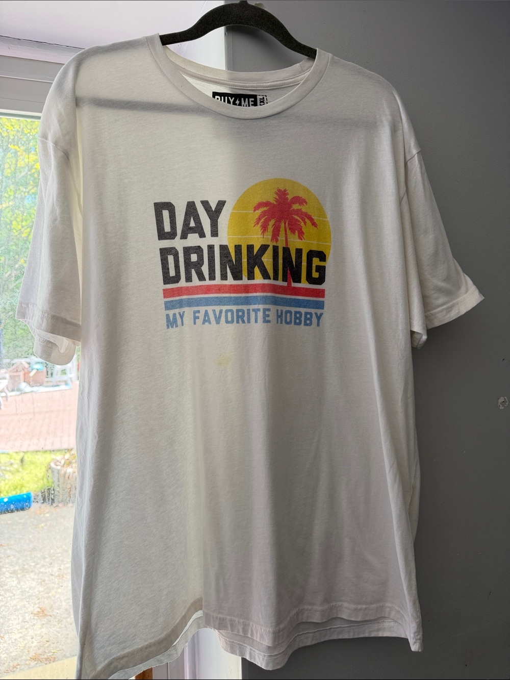 White XXL 'Day Drinking' Graphic Tee by Buy Me Brunch— Men's Casual Short Sleeve